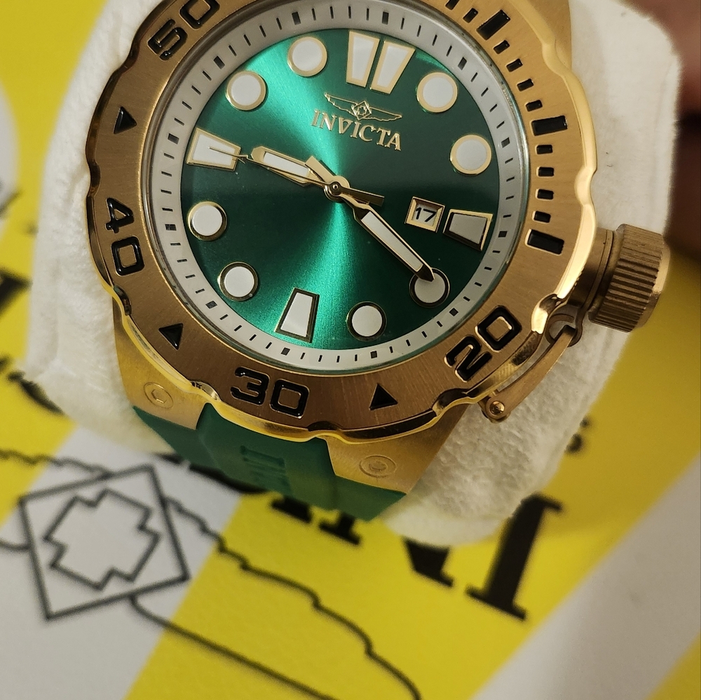 Invicta Gold Bezel Watch with Green Dial #36989 - Picture 2 of 4